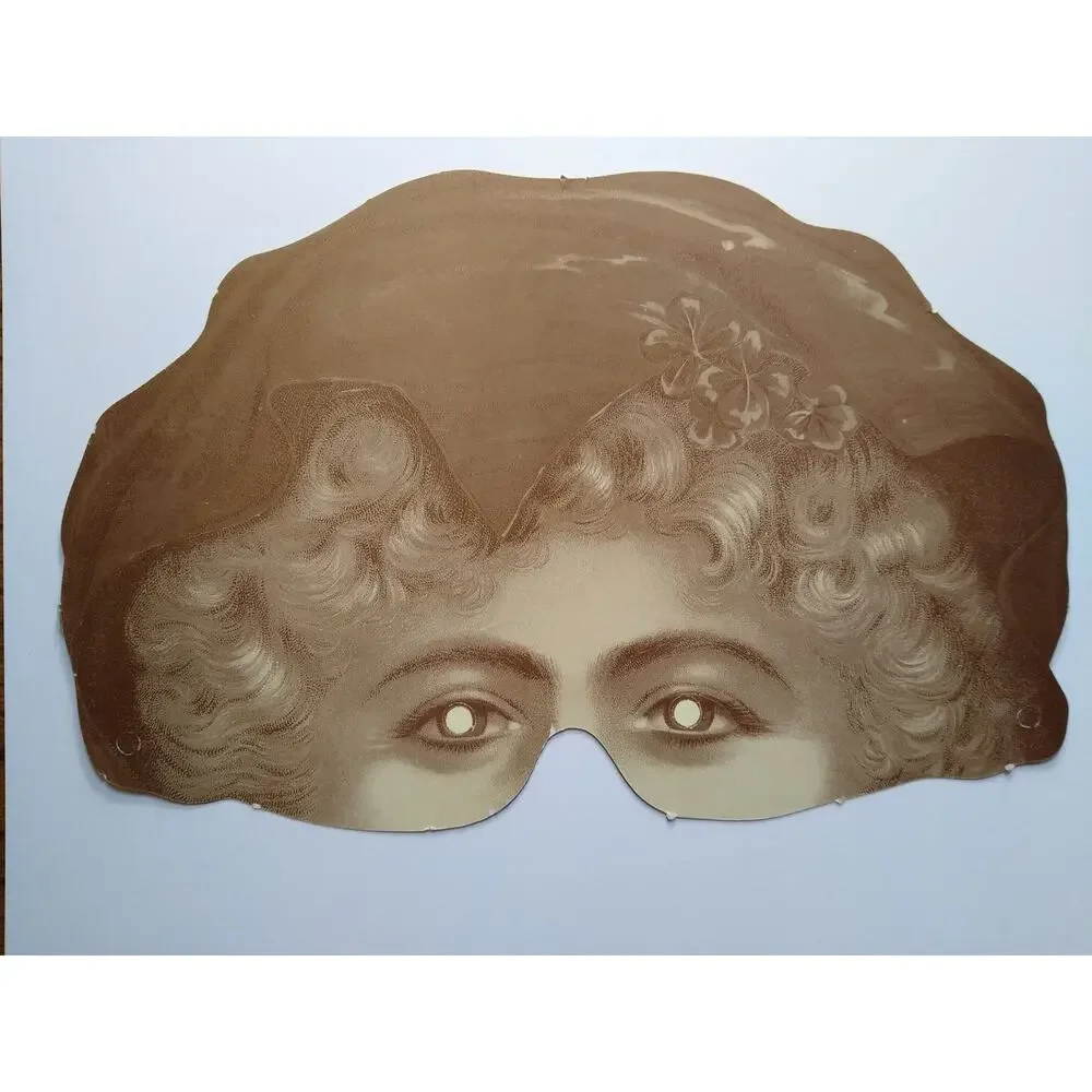 Vintage St. Patrick's Day Eye Mask Die-Cut Paper Shamrocks Lady
